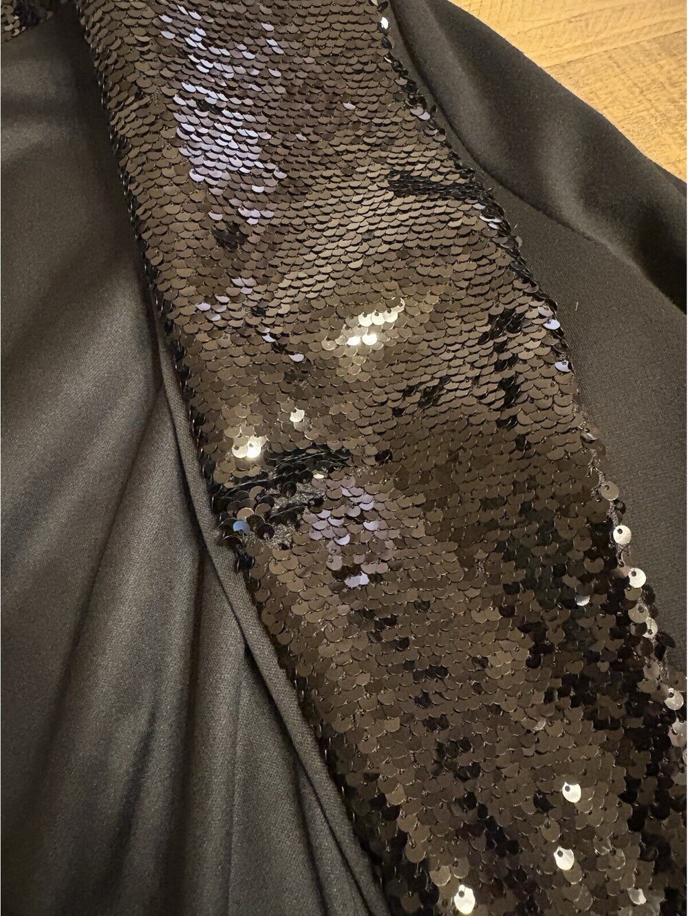 Adrianna Papell Sequin Shawl Collar Ponte Blazer Size XL Black - Picture 5 of 8